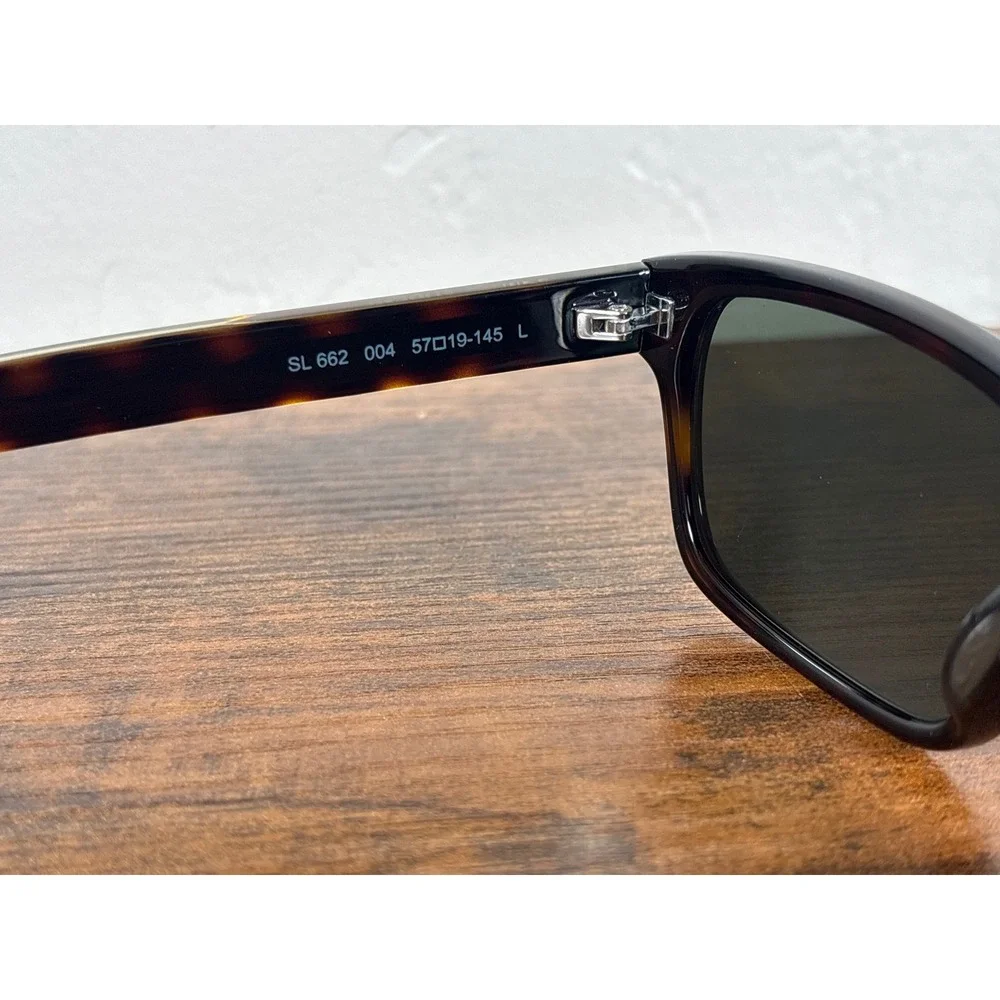 Saint Laurent SL‎ 662 004 Havana Crystal Grey Rectangular Sunglasses Made Japan